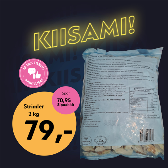 kylling i strimler ‼️bemærk det skal først afhentes fredag den 30.10.2026